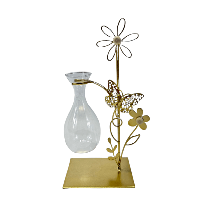 Vaso De Vidro Flor Dourado 21Cm - Tuut Vaso De Vidro Flor Dourado 21Cm - Tuut